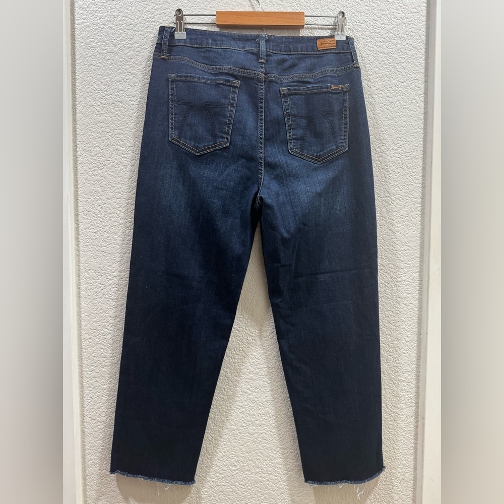 Seven7 High Rise Tower Straight Crop Raw Hem Denim B - Picture 2 of 6